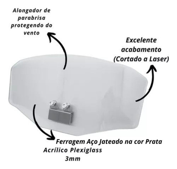 Alongador Defletor De Bolhas   Versys 650 Kawasaki Cristal 1