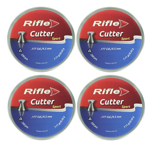 4x Latas De Chumbo Rifle Cutter Sport Calibre 4.5mm 0