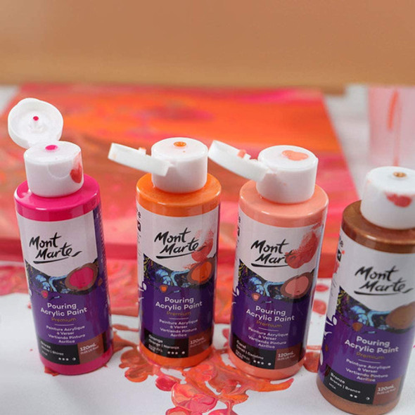 Set 4 Pintura Pouring Premium Mont Marte X120ml Coral 1