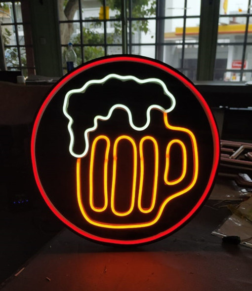 Cartel Neón Led Chopp Circular Apto Exterior 40 Cm Diametro 1