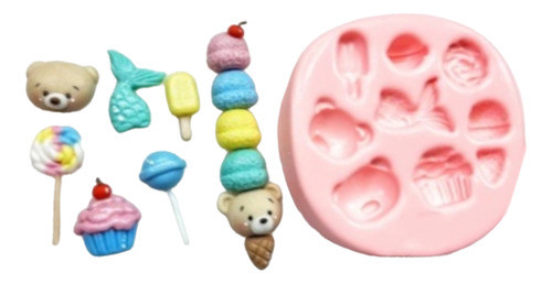 Molde De Silicone Urso Sorvete Pirulito Cupcake 0
