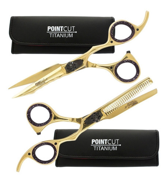 Kit Tijeras Microdentada + Pulir Pointcut Titanio Gold 6 0