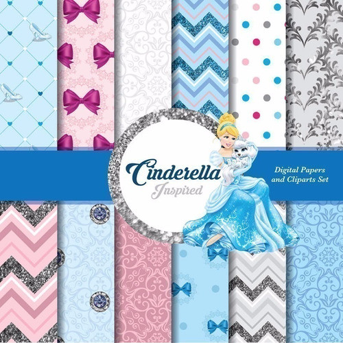 Kit Imprimible Cinderella 03 - 12 Fondos 6 Png  Ver Promo 1
