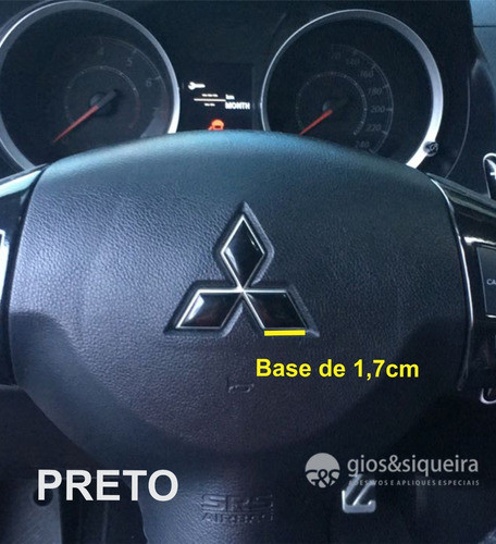 Adesivo Logo Mitsubish Preto Volante Resinado Tr4 Triton 1