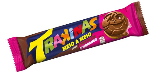 Galleta Trakinas Chocolate Y Frutilla Meio A Meio Brasil 0