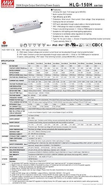 Mw Mean Well Hlg150h12 12 V 125 A 150 W Led De Conmutacion D 1