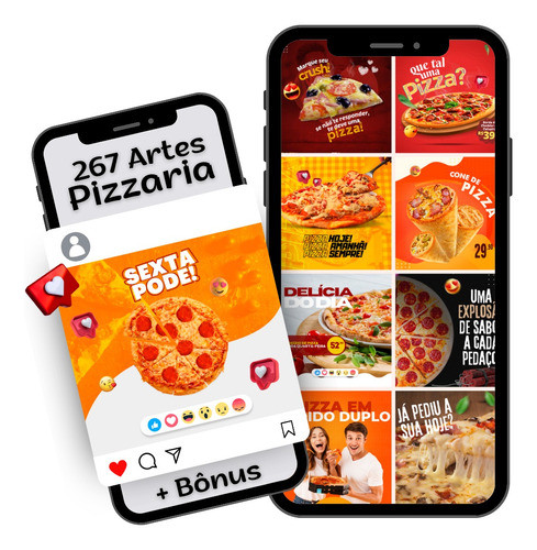 267 Pack Artes Canva Pizzaria, Feed Instagram +3 Bônus 0