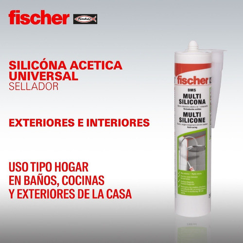 Sellador Silicona Acética Fischer Incolora- Cartucho 260 Ml 1