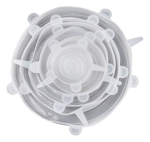 Set X6 Tapas De Silicona Transparentes Para Taper Frascos 0