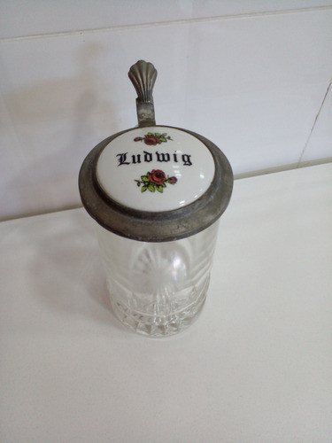 Antiguo Tankard O Jarra De Chopp Suizo Pintado A Mano 0