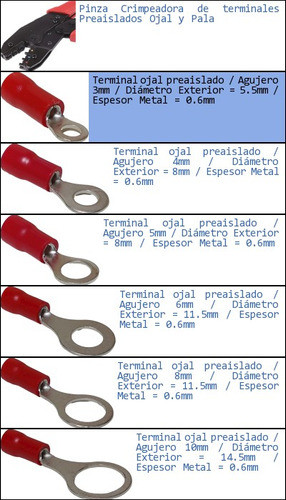 Pack 10x Terminal Ojal Preaislado Agujero 3mm-p 1