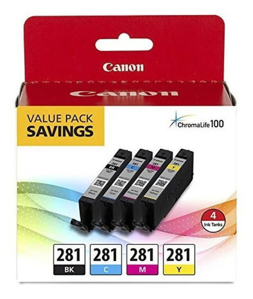 Canon Cli281 Bkcmy Paquete De Valor De Tanque De Tinta 4colo 1