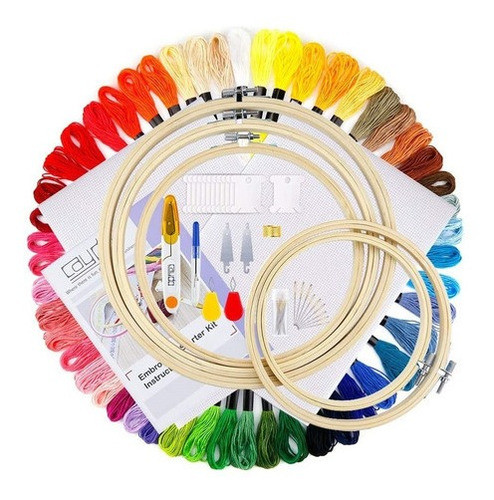 Kit 82 Itens P/ Bordado Bordar Ponto Cruz C/ Bastidor Linha 0