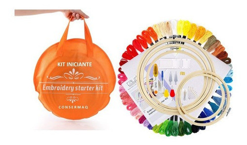 Kit 82 Itens P/ Bordado Bordar Ponto Cruz C/ Bastidor Linha 1