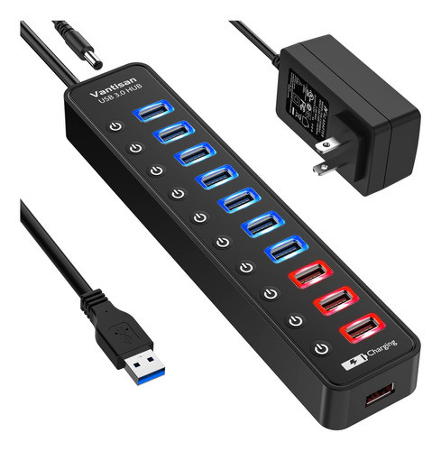 Vantisan Hub Usb 3.0 Alimentado, Extensin Divisor Usb De 11 0