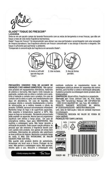 Refil Odorizador Glade Lavanda Toque De Frescor 12ml 1 Refil Odorizador Glade Lavanda Toque De Frescor 12ml 1