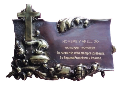 Placas Funerarias De Bronce N° 56 Cruz Y Llama 40 Cm X 28 Cm 0