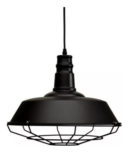 Lampara Vintage Con Reja Negro Mate E27 Diam:36cm 0