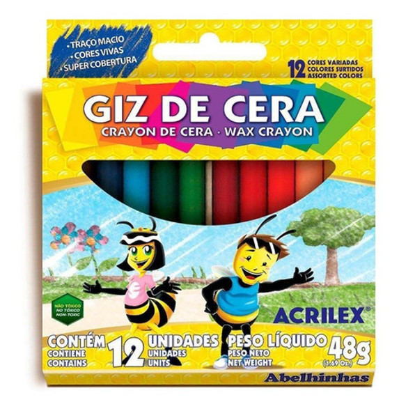 Giz De Cera 12 Cores 9012 Acrilex 0