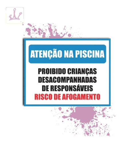 Placa De Sinalização Para Piscina Proibido Crianças 20x30cm 1