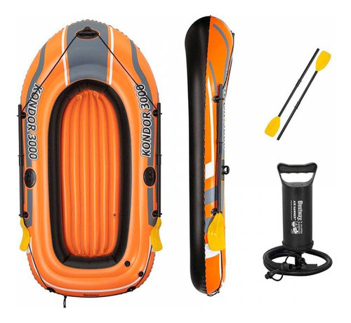 Bote Inflable + Remos + Inflador Kondor 3000 / 2.20m-186kg 1
