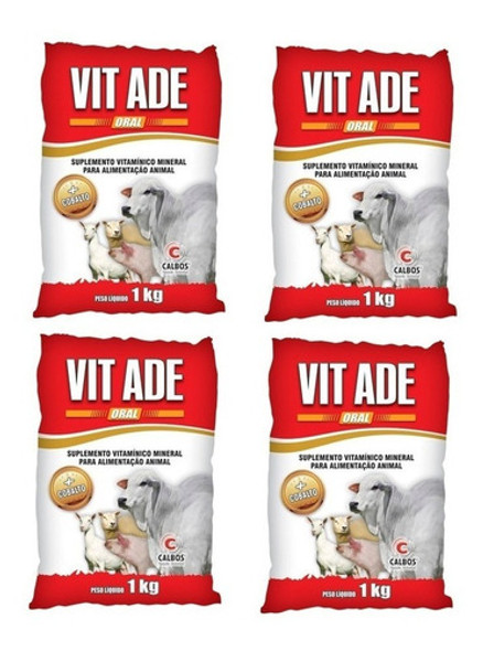 4 Vitamina Ade Oral Vitaminico - 1kg Misturar Sal/ração 0