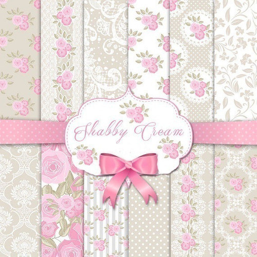 Kit Imprimible Shabby Cream 12  Fondos Ver Promo 0