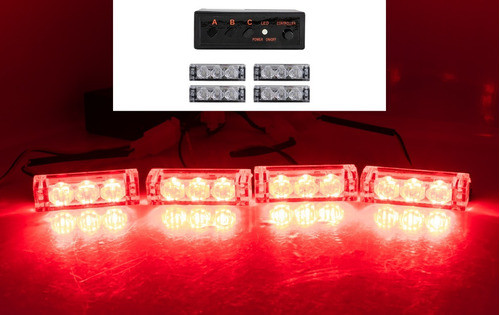 Set 4 Modulos Baliza Led 12w 12v P/bomberos Nl-352-4-roja 1