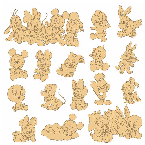 Vector Corte Laser - Bebés Disney Looney Tunes 0