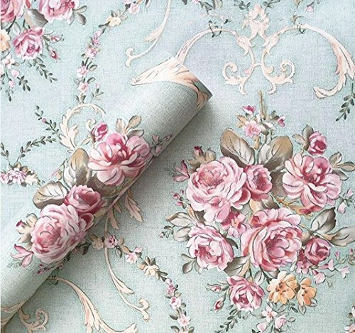 Vinilo Adhesivo Vintage Con Diseño Floral Para Estantes De 0