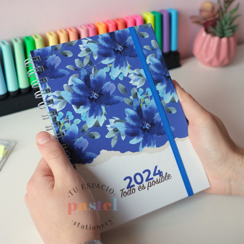 Agenda 2024 A5 Semanal Flores Azules - Talbot 1