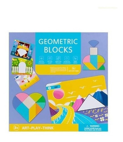 Bloques Geométricos Madera Paisajes Juego Juguete Didáctico 1