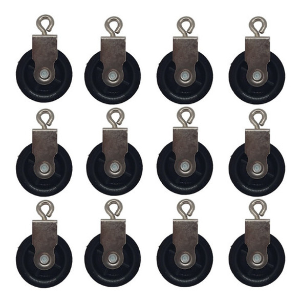12 Roldanas 50mm Tender Tendedero Polea Pasteca Soga 5 A 8mm 0