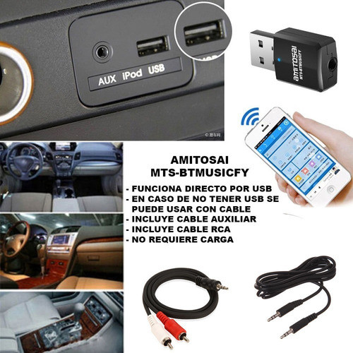 Receptor Bluetooth 5.0 Audio Miniplug 3.5 Rca Usb Musica Sin Cables En Tu Auto Equipo De Musica Home Theater 1