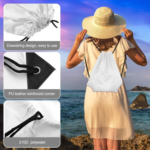 Bolso De Mochila Con Cordón Blanco Para Gimnasio, Pack 2 Uni 1