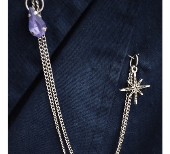 Prendedor Con Cadena Gota Chica Y Destello Para Camisa 1