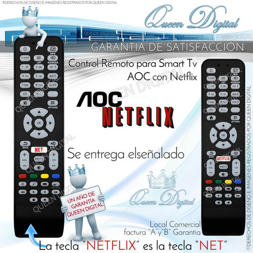 Control Remoto Para Aoc Netflix Smart Tv S5970 Led Le43d5542 1