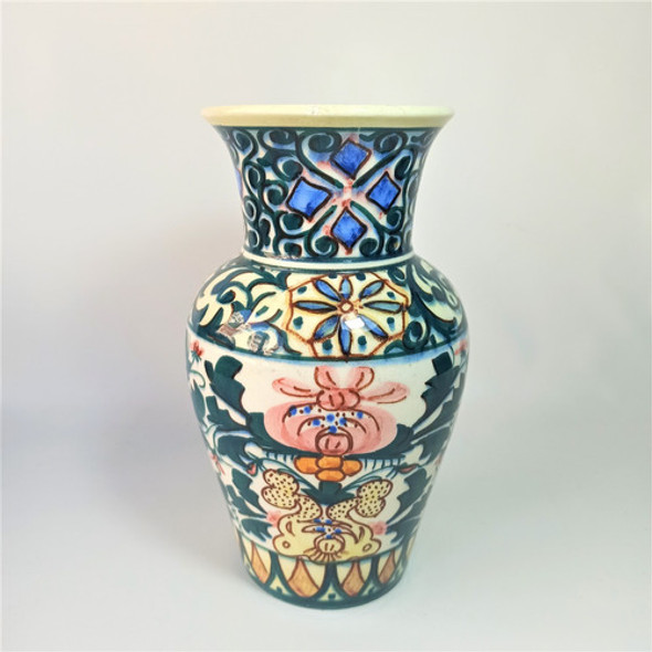 Florero En Cerámica Española Esmaltado Y Pintado A Mano 0 Florero En Cerámica Española Esmaltado Y Pintado A Mano 0