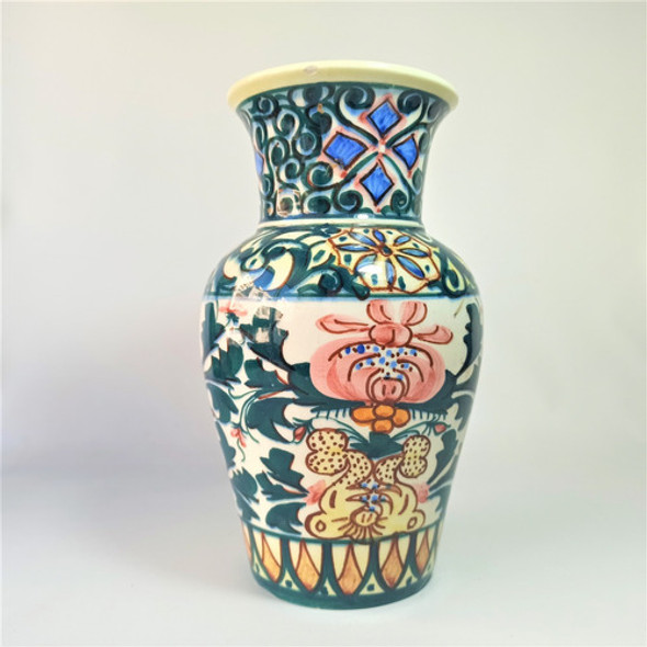 Florero En Cerámica Española Esmaltado Y Pintado A Mano 1 Florero En Cerámica Española Esmaltado Y Pintado A Mano 1