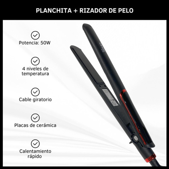 Combo Planchita De Pelo Y Buclera Cabello Rizador Cabello 1 Combo Planchita De Pelo Y Buclera Cabello Rizador Cabello 1