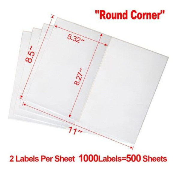 1000 Alrededor De Esquina Media Hoja Envío 8.5x5.5 Etiquetas 1
