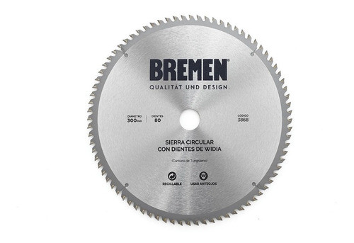 Disco Sierra Circular Bremen 300mm 100d Madera Mdf 3869 0