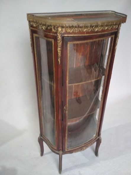 Antiguo Mueble Vitrina Cristalero Francés Madera Vintage 0