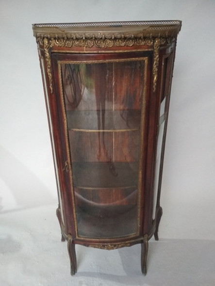 Antiguo Mueble Vitrina Cristalero Francés Madera Vintage 1