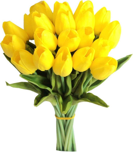 20 Tulipanes, Flores Artificiales Mandys - Amarillo. 0