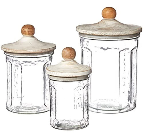 Juego De Recipientes De Vidrio Mud Pie, Pequeño 7 1/2  X 4 0