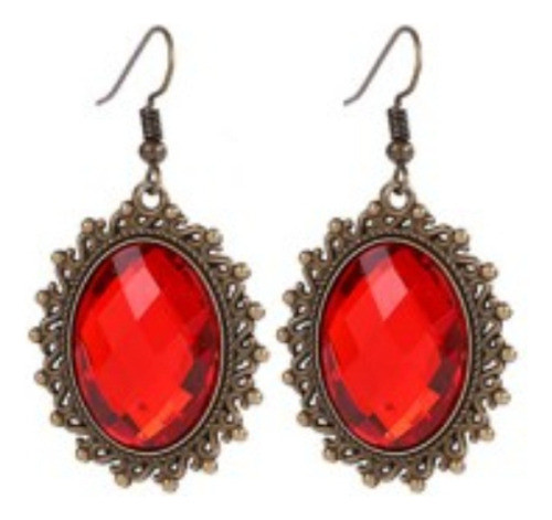 Aros Goticos Gemas Rojas Halloween Cotillon 0