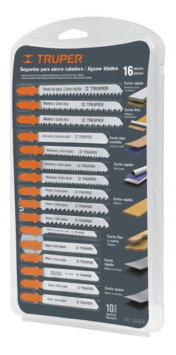 Juego De 16 Sierras P/ Sierra Caladora Encastre T Truper Fc 0