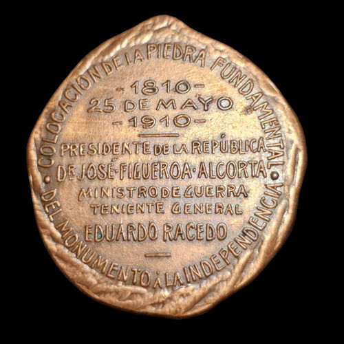 Medalla Monumento - Rodríguez Peña Cobre Año 1910 - 729 1