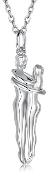 Zaxsj Abrazo Pareja Collar 925 Plata Esterlina Abrazo Collar 0